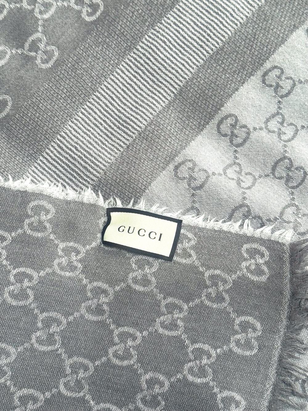 Gucci Gray Grey GG Jacquard Double Sided Scarf